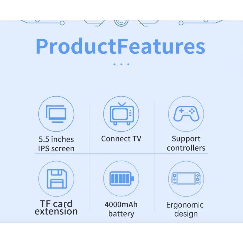 Console de jeu portable POWKIDDY X55 écran IPS 5.5 pouces jeux rétro Linux open source résolution 1280x720