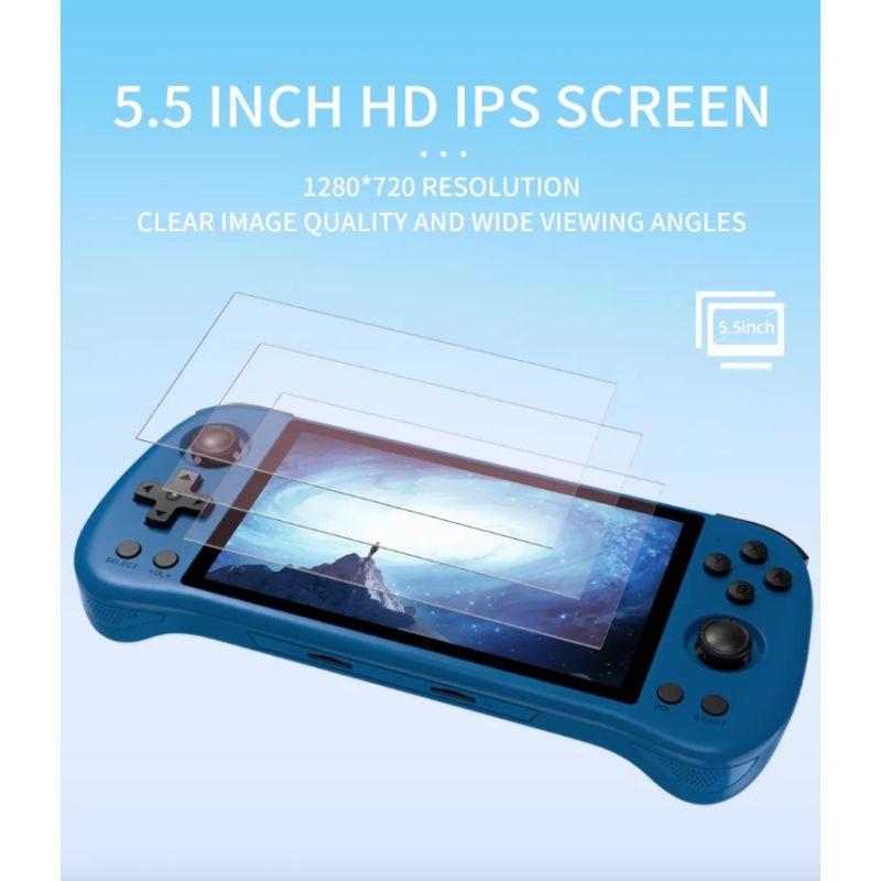 Console de jeu portable POWKIDDY X55 écran IPS 5.5 pouces jeux rétro Linux open source résolution 1280x720