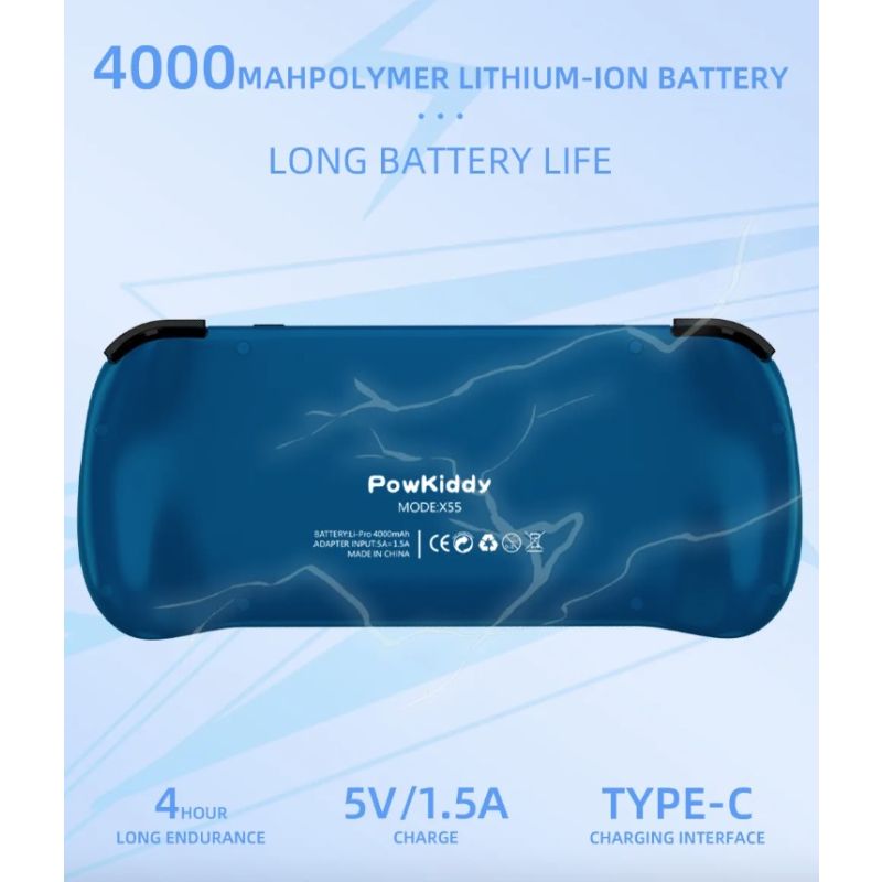 Console de jeu portable POWKIDDY X55 écran IPS 5.5 pouces jeux rétro Linux open source résolution 1280x720
