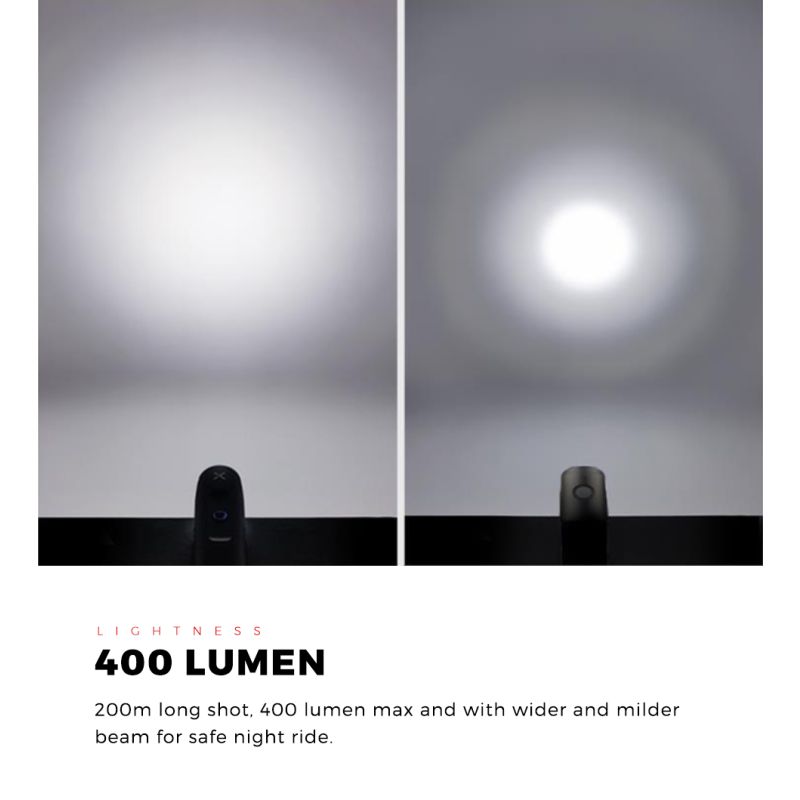 XOSS XL-400 Lampe Avant VTT Étanche USB 400 Lumens Lumière Vélo Sécurité Cycliste Modes d'Éclairage
