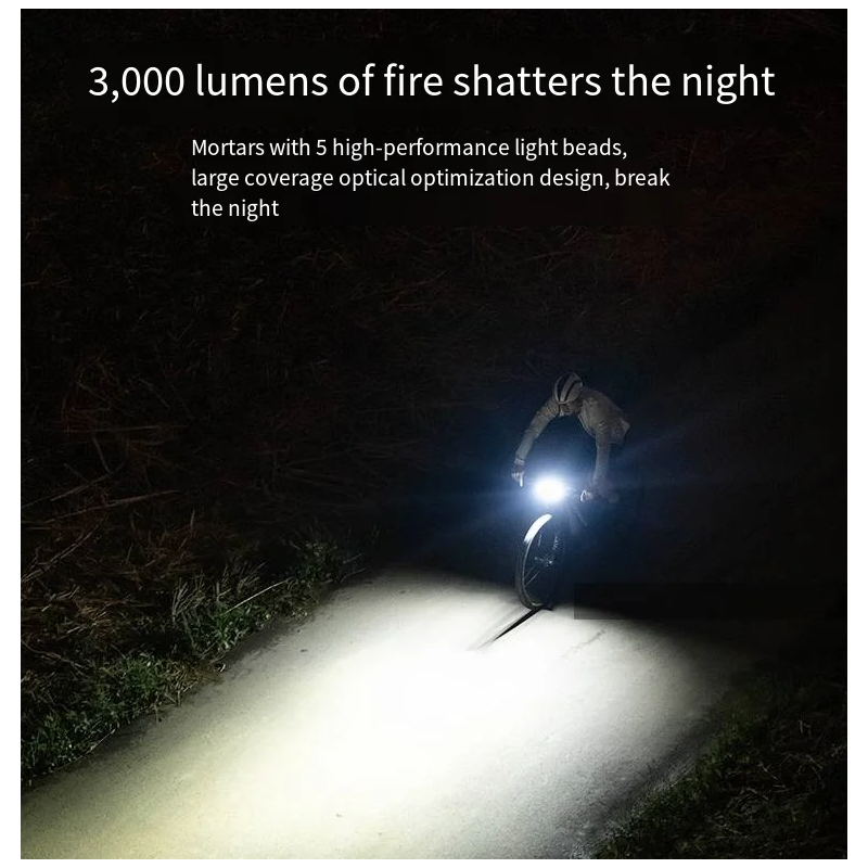 Lampe vélo XOSS XL3000 3000 lumens rechargeable Type C sécurité balades nocturnes 10 modes étanche robuste