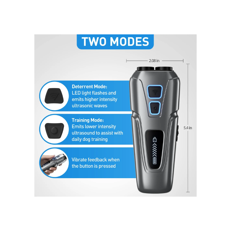 Répulsif Ultrasonique pour Chiens avec LED Entraînement Canin Doux Anti-Aboiement Dispositif de Dissuasion