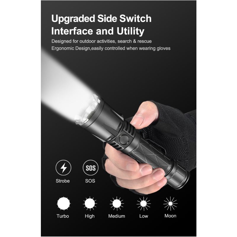 Klarus XT21X Pro Lampe de Poche LED XHP70.2 4400 Lumens Réglable Rechargeable Haute Performance Polyvalente