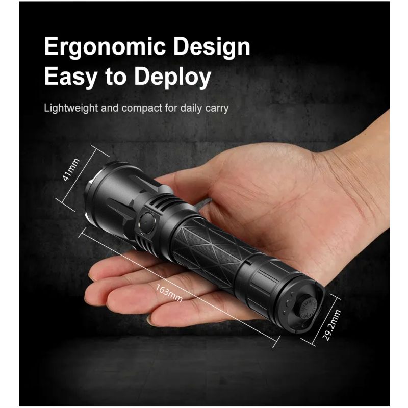 Klarus XT21X Pro Lampe de Poche LED XHP70.2 4400 Lumens Réglable Rechargeable Haute Performance Polyvalente