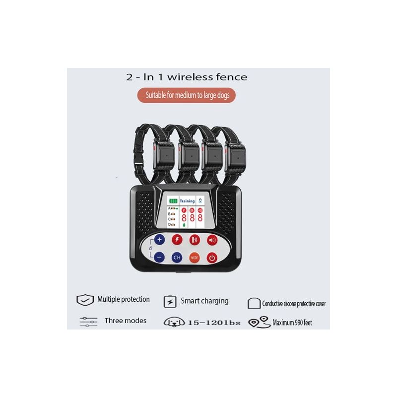 Clôture Électronique Sans Fil Animaux avec Dispositif Intelligent Entraînement Chiens et Collier Ergonomique