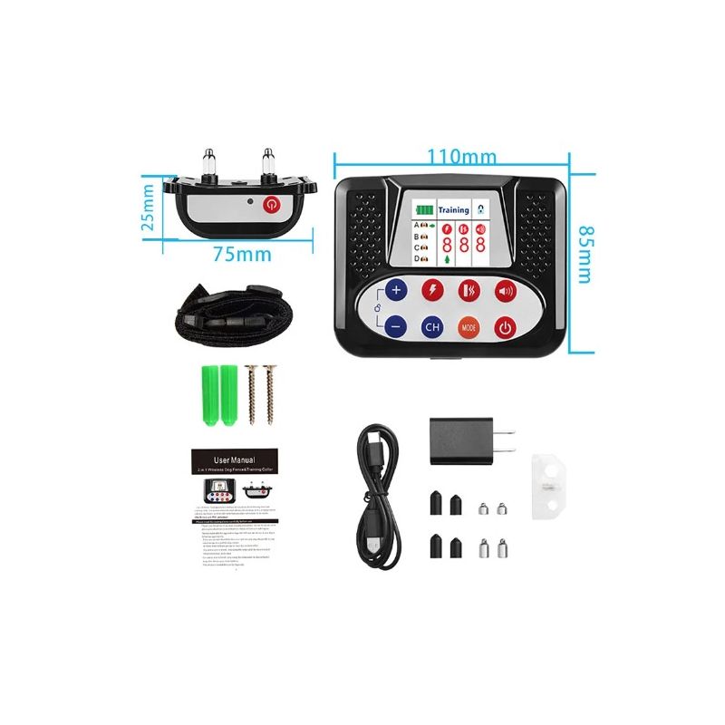 Clôture Électronique Sans Fil Animaux avec Dispositif Intelligent Entraînement Chiens et Collier Ergonomique
