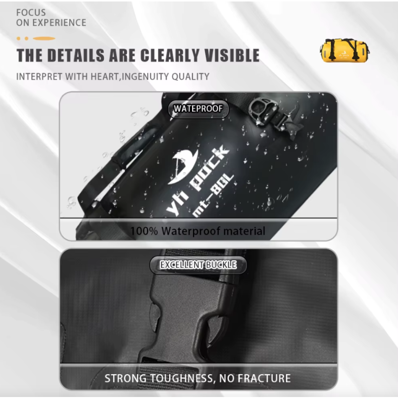 Sac Moto Étanche 40L/80L VTT Roll-Top - Porte-Bagages Arrière & Selle Portable - Rangement Facile