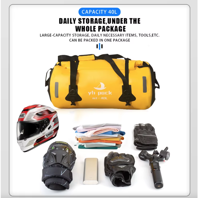 Sac Moto Étanche 40L/80L VTT Roll-Top - Porte-Bagages Arrière & Selle Portable - Rangement Facile