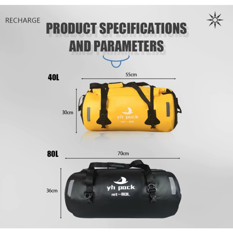 Sac Moto Étanche 40L/80L VTT Roll-Top - Porte-Bagages Arrière & Selle Portable - Rangement Facile