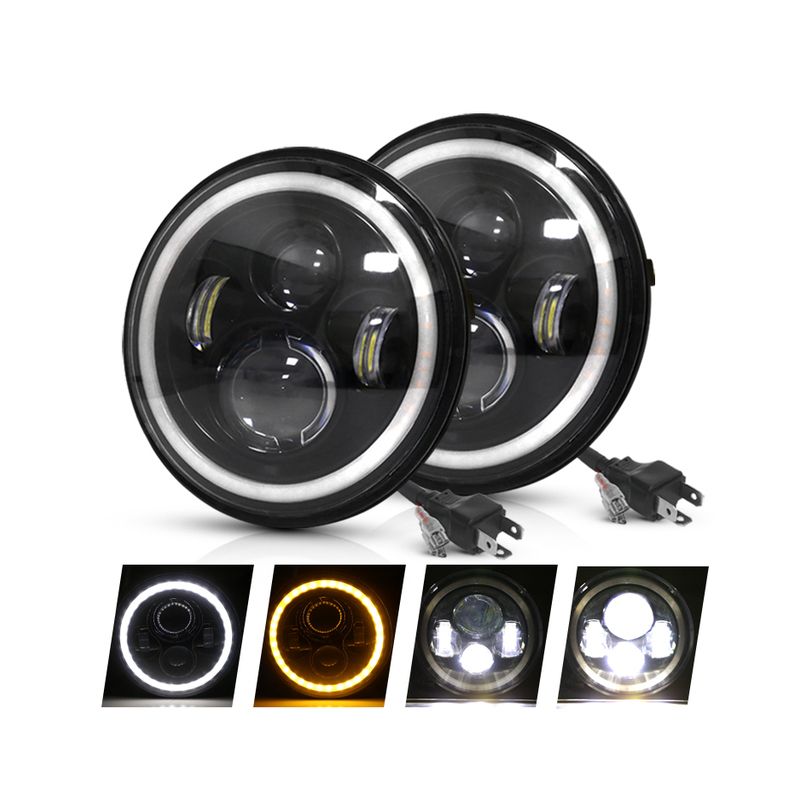 Phares LED 7 pouces CO LIGHT pour Jeep Wrangler et Lada Niva œil d'ange blanc jaune DRL visibilité accrue