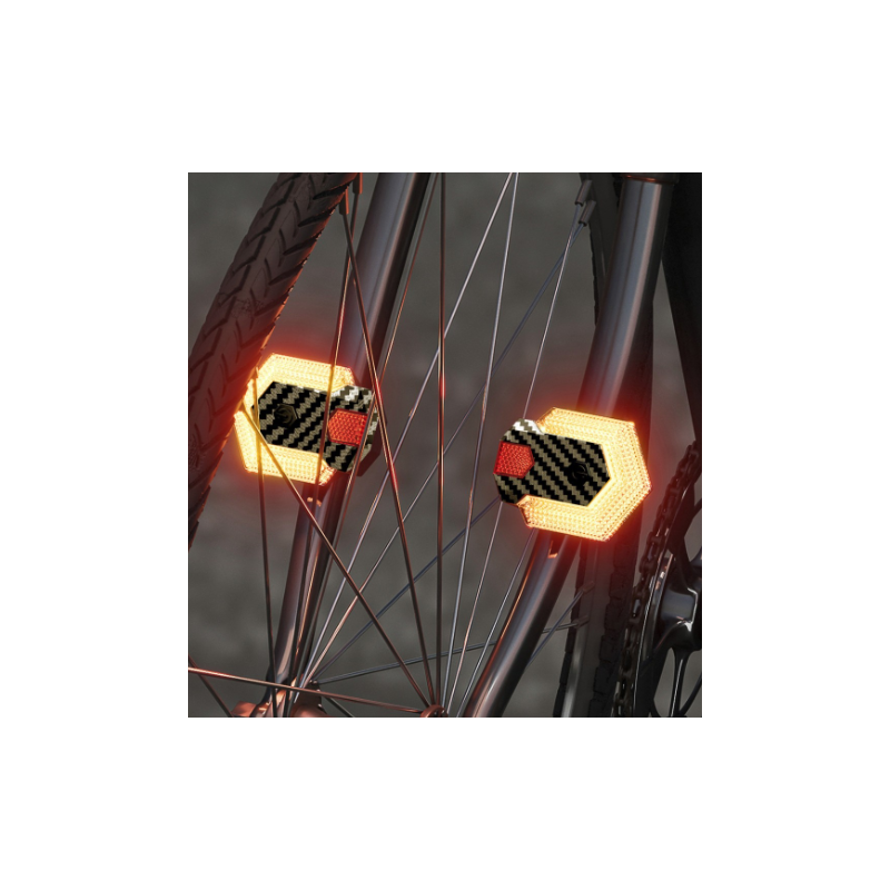 CarryBright Kit Feu Arrière Vélo & Clignotants Vélo 4 Pcs Fibre Carbone USB | Sécurité Cycliste VAE, Télécommande