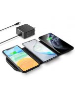Wireless Charging Pad ,Qi-Certified Ultra-Slim Fast Triple Wireless Charger Station for Multiple 3 Devices & New Airpods Leather W/AC Adapter for All Qi Enabled Phones
