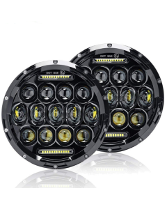 Phare moto LED 7 pouces Harley Jeep Wrangler 75W aluminium moulé étanche IP67 faisceau DRL lumière blanche 6000K