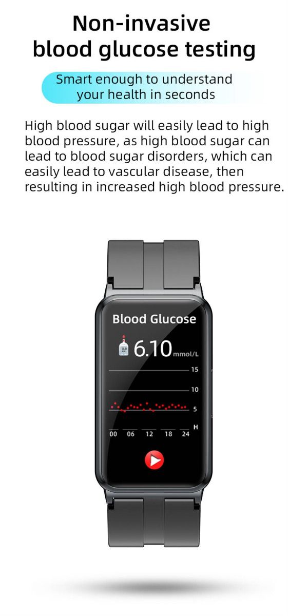 EP01 Montre Connectée Smartwatch Santé ECG PPG Glycémie Température FC Sommeil Sport Fitness Tracker HD 1.47" Android iOS