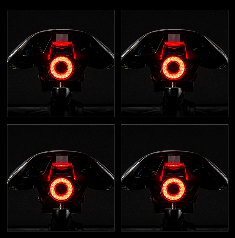 ROCKBROS Q5 Feu intelligent de vélo avec détection automatique de freinage, feu arrière LED étanche IPX6, équipement de sécurité cycliste