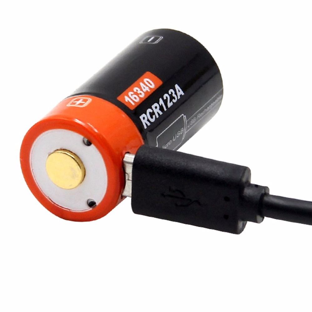 16340 650mAh 3.7V Batterie Li-ion rechargeable micro USB écologique et durable pour lampes de poche et équipements