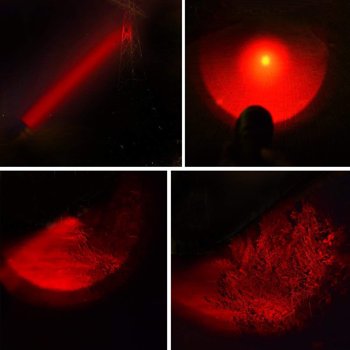UltraFire WF-502B.2 XP-E2 LED Rouge Lumière Zoomable Lampe Torche Compacte Extérieure pour la Randonnée Nocturne et la Faune Sauvage