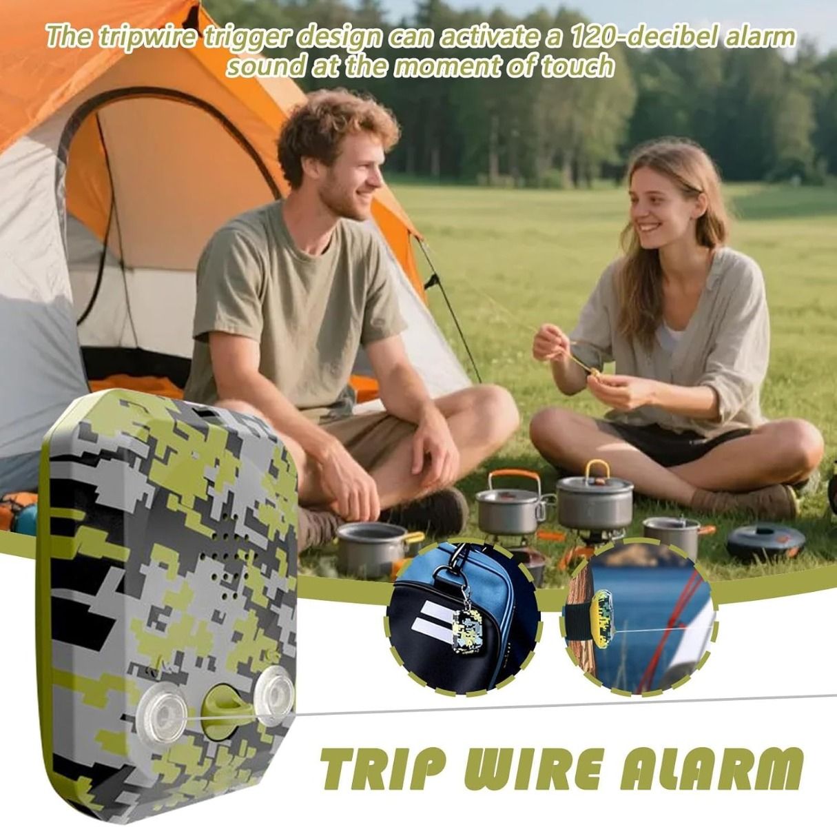 Alarme Périmétrique 120dB Étanche | Protection Extérieure Portable pour Camping Survie