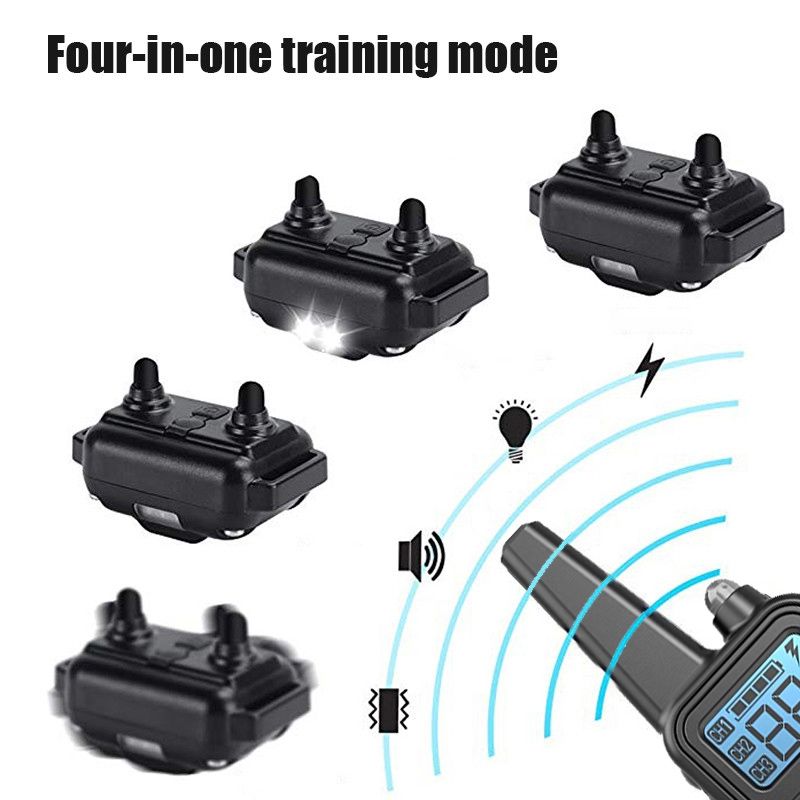Collier de dressage pour chien électrique 800m étanche rechargeable avec niveaux de choc réglables et écran LCD