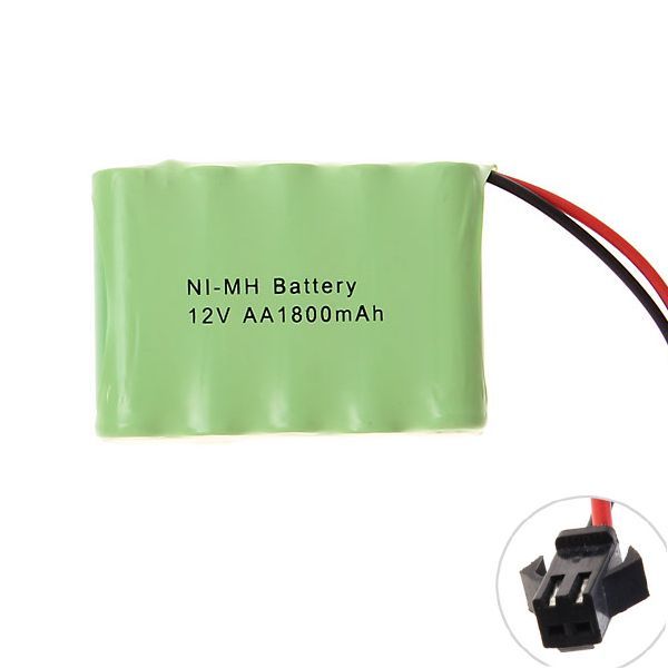 Bloc-batterie rechargeable Ni-MH 12V AA 1800mAh avec prise SM, écologique, haute capacité de performance pour jouets et gadgets.