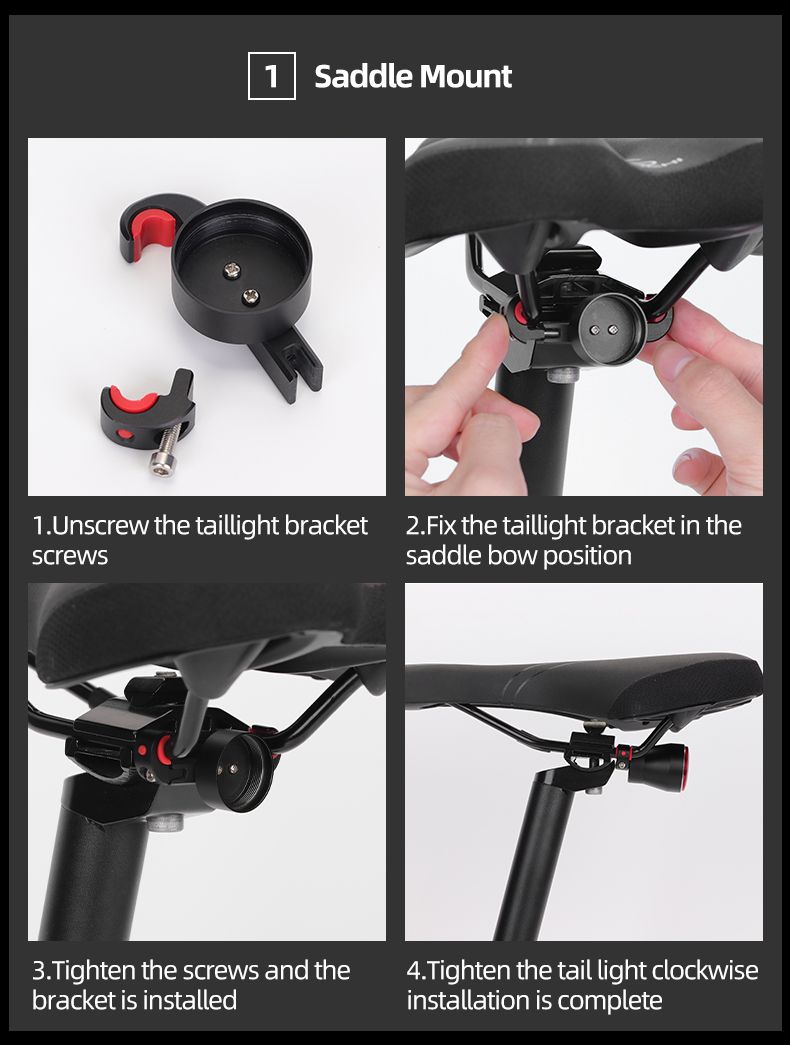 ROCKBROS Q5 Feu intelligent de vélo avec détection automatique de freinage, feu arrière LED étanche IPX6, équipement de sécurité cycliste