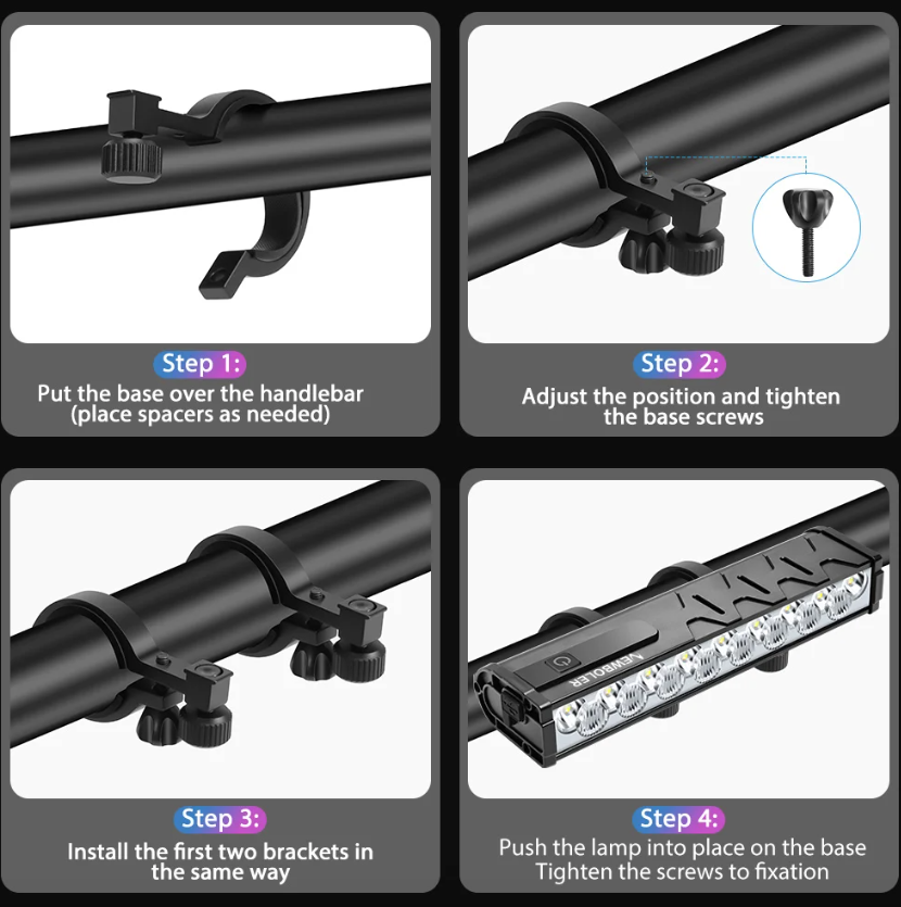 NITEBEAM 10000 Lumens Lampe de vélo avant ultra-lumineuse, étanche, rechargeable USB, pour la sécurité en VTT et cyclisme sur route