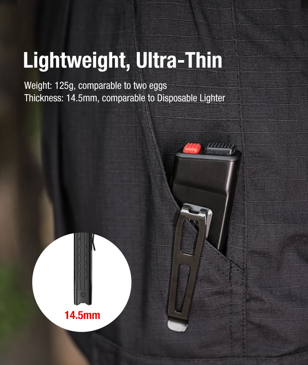 Klarus X1 Lampe torche tactique EDC ultra-fin LED Luminus SST-70 4200LM Lampe torche d'urgence extérieure