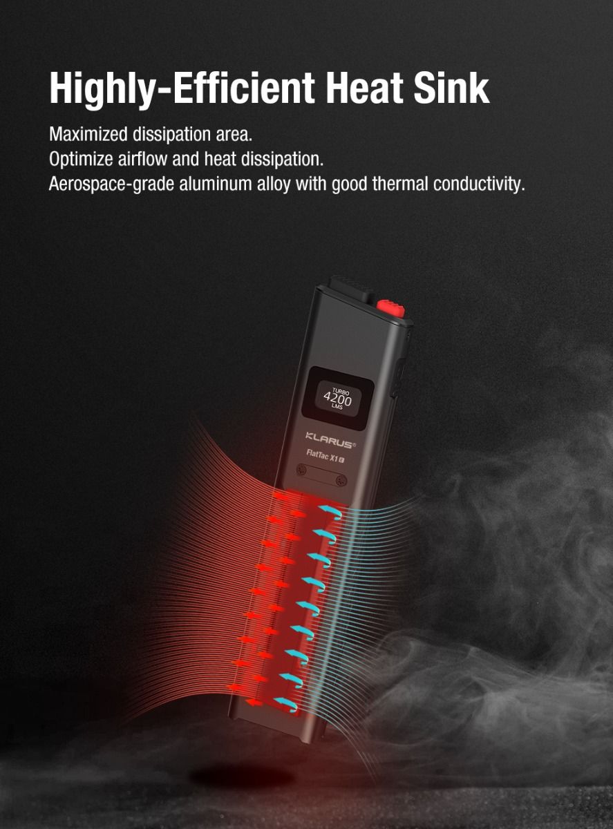 Klarus X1 Lampe torche tactique EDC ultra-fin LED Luminus SST-70 4200LM Lampe torche d'urgence extérieure