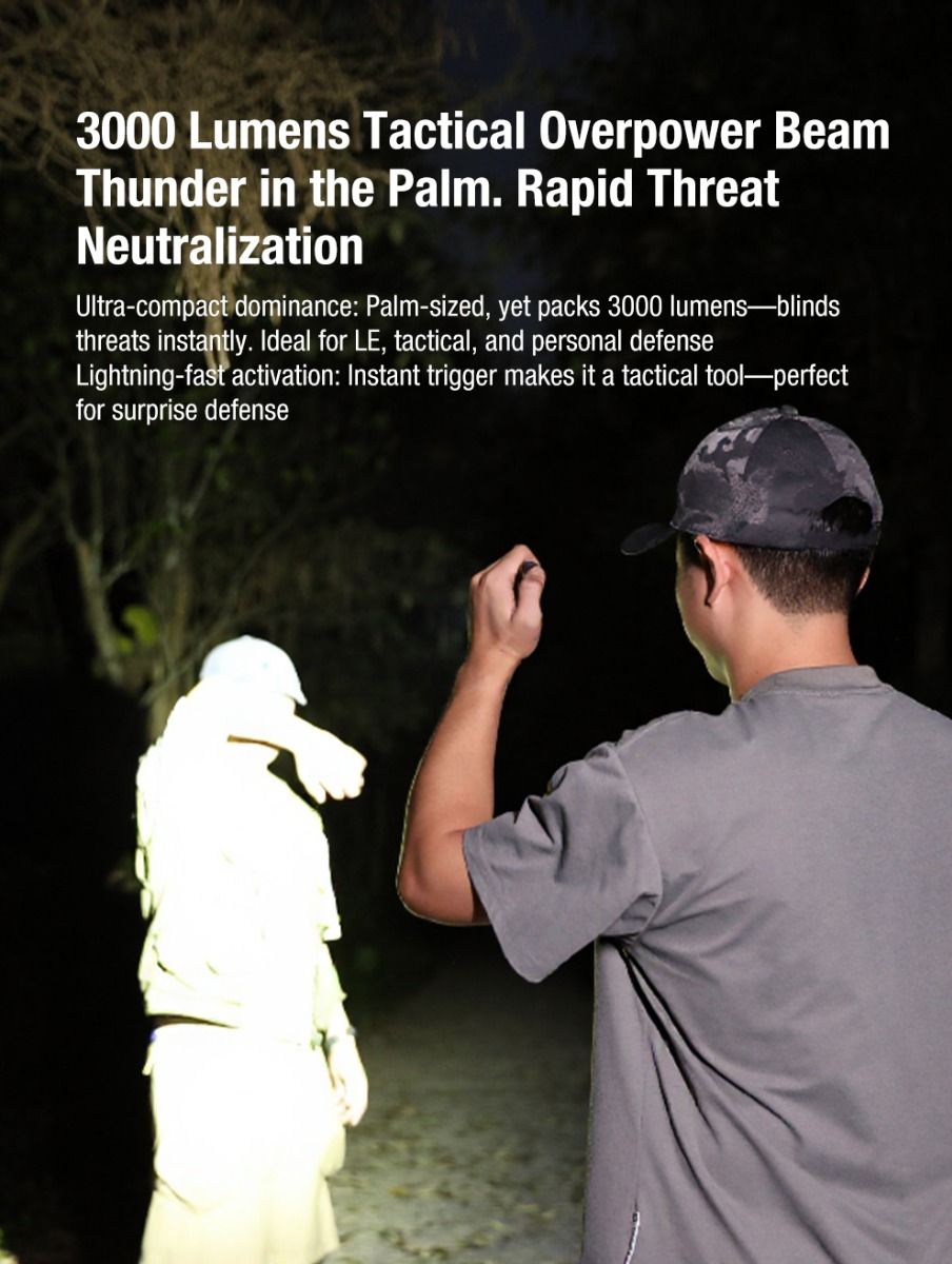 Klarus X2 Lampe Torche Tactique Ultra-Fine 3000 Lumens USB-C Rechargeable Compacte Puissante Sécurité