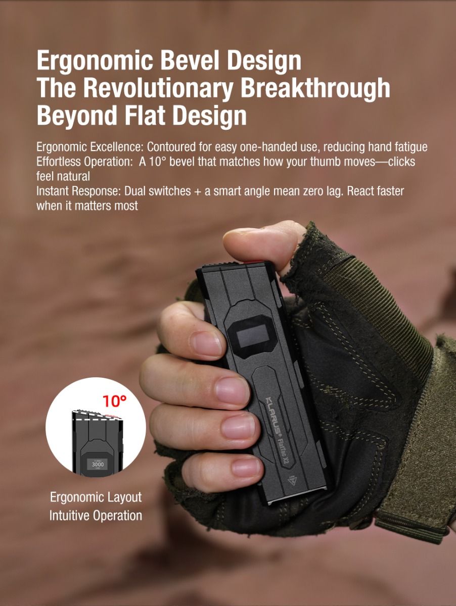 Klarus X2 Lampe Torche Tactique Ultra-Fine 3000 Lumens USB-C Rechargeable Compacte Puissante Sécurité