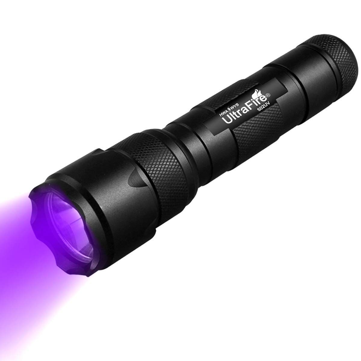 UltraFire WF-502B.2 Lampe de poche UV LED 395nm pour détection de taches d'animaux, inspection DIY, sortie UV puissante, durable