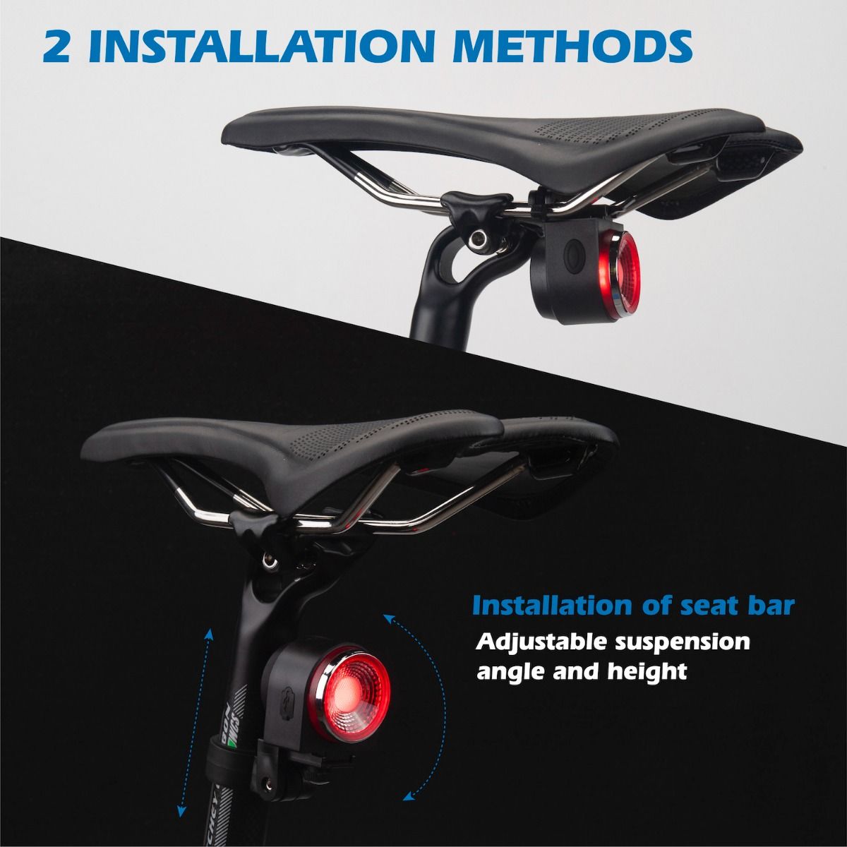 ANTUSI A8 Vélo de route antivol alarme verrou feu arrière sécurité cyclisme avec frein automatique et sonnette sans fil