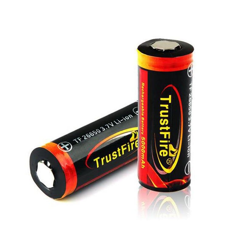 TrustFire TF 26650 Batterie Li-ion Rechargeable 5000mAh Haute Capacité Énergie Durable Protection PCB Externe