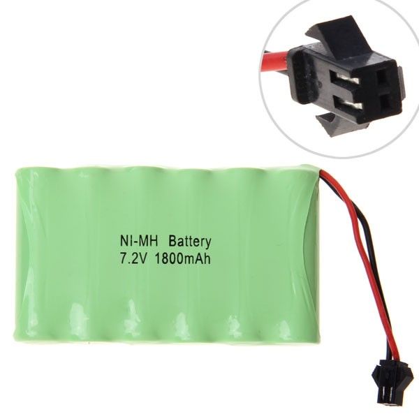 6pcs Batterie Rechargeable NI-MH AA 7.2V 1800mAh pour Jouets RC, Modèles Voitures Avions Bateaux, Longue Durée, Connecteur SM