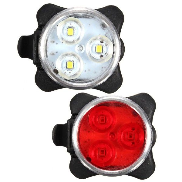 Lumière de Vélo USB Rechargeable HJ-030 3 LED 4 Modes Imperméable Sécurité Cycliste Visibilité Nocturne