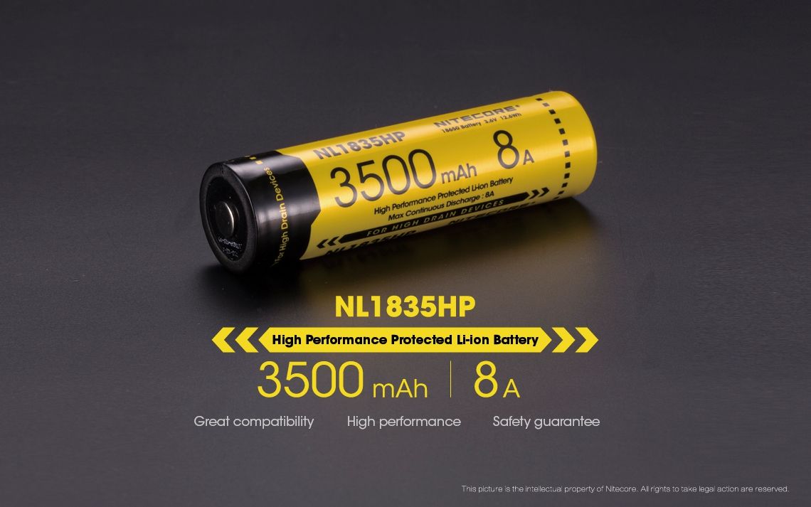 Nitecore NL1835HP Batterie rechargeable 3500mAh 18650 Haute Performance pour lampe de poche et gadgets technologiques
