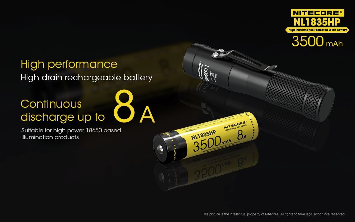 Nitecore NL1835HP Batterie rechargeable 3500mAh 18650 Haute Performance pour lampe de poche et gadgets technologiques