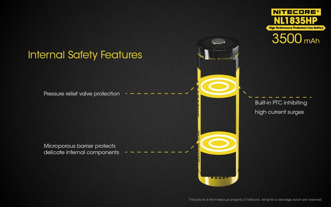 Nitecore NL1835HP Batterie rechargeable 3500mAh 18650 Haute Performance pour lampe de poche et gadgets technologiques