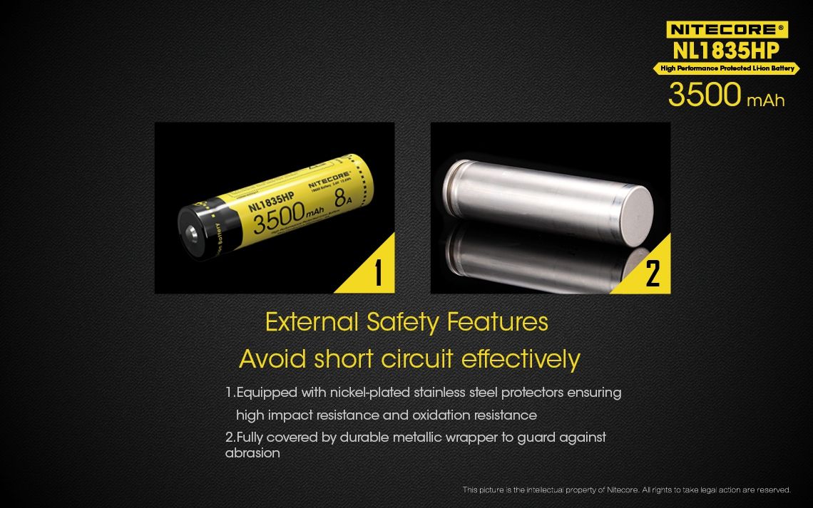 Nitecore NL1835HP Batterie rechargeable 3500mAh 18650 Haute Performance pour lampe de poche et gadgets technologiques