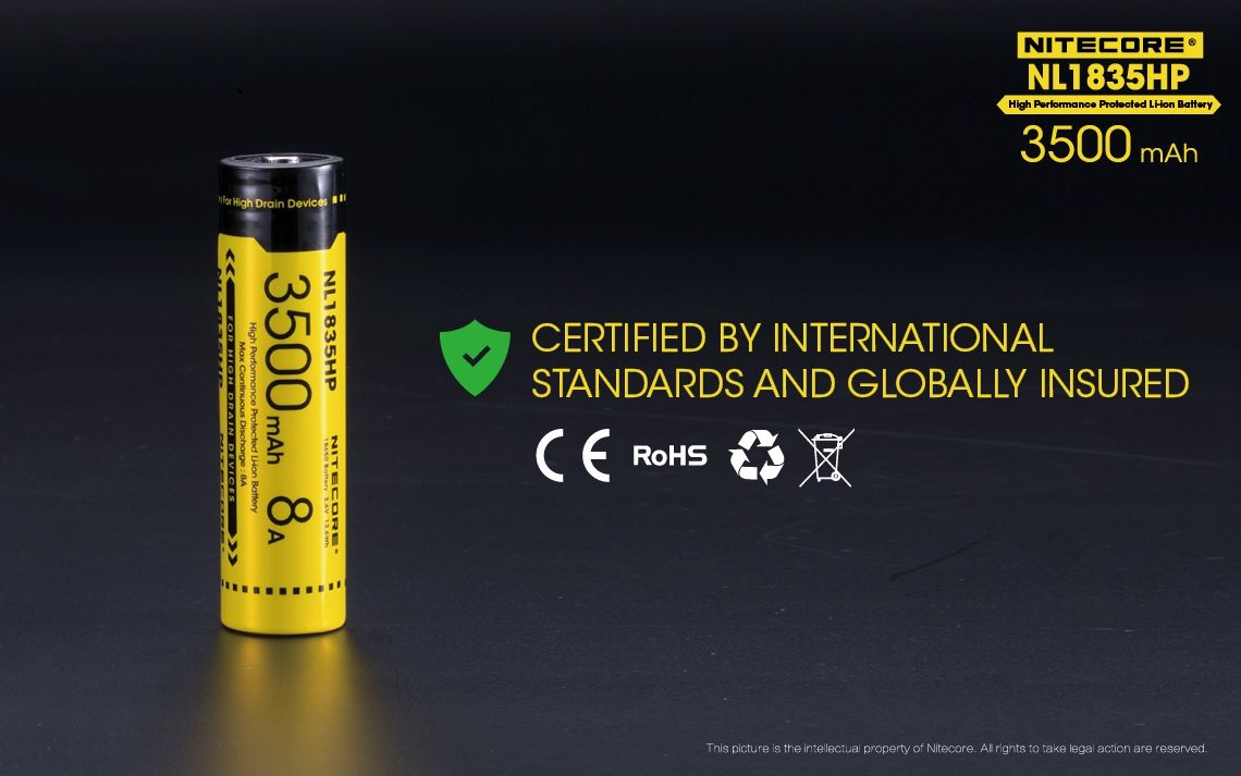 Nitecore NL1835HP Batterie rechargeable 3500mAh 18650 Haute Performance pour lampe de poche et gadgets technologiques