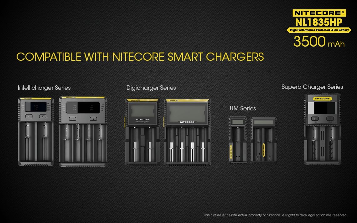 Nitecore NL1835HP Batterie rechargeable 3500mAh 18650 Haute Performance pour lampe de poche et gadgets technologiques