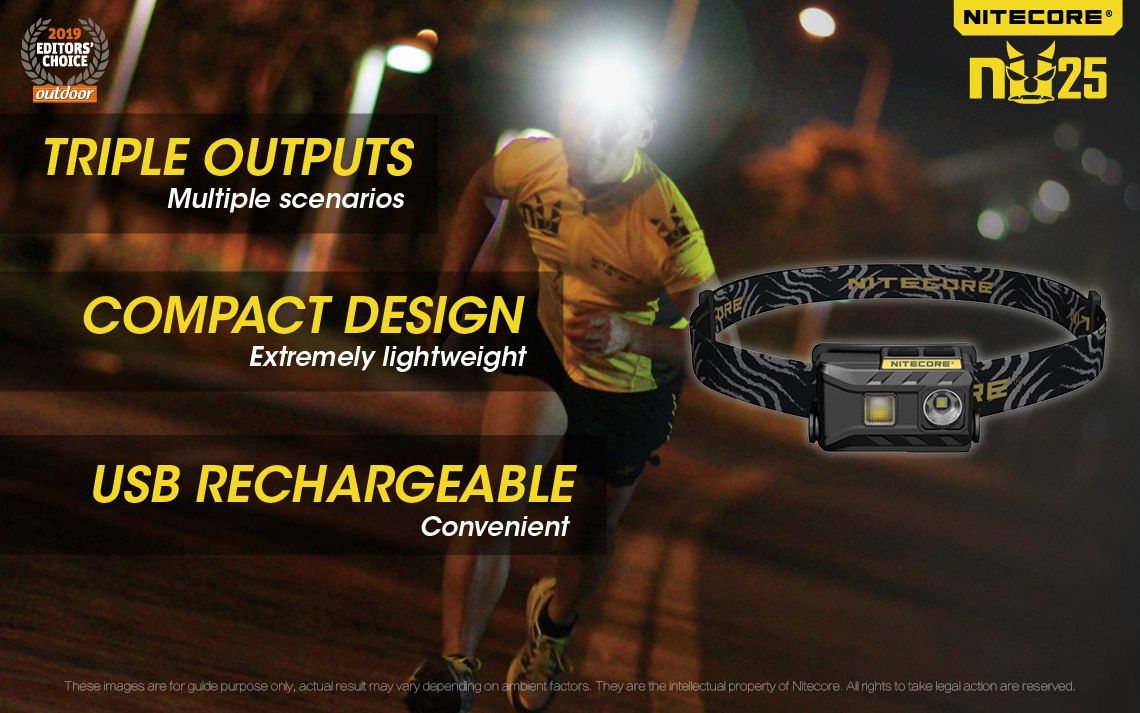 Nitecore NU25 XP-G2 S3 Lampe frontale rechargeable LED 360 lumens Accessoire léger pour l'aventure Éclairage extérieur
