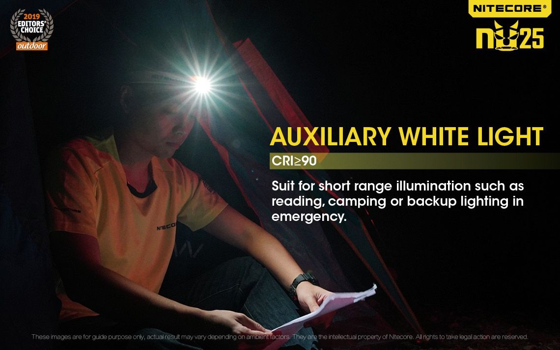 Nitecore NU25 XP-G2 S3 Lampe frontale rechargeable LED 360 lumens Accessoire léger pour l'aventure Éclairage extérieur
