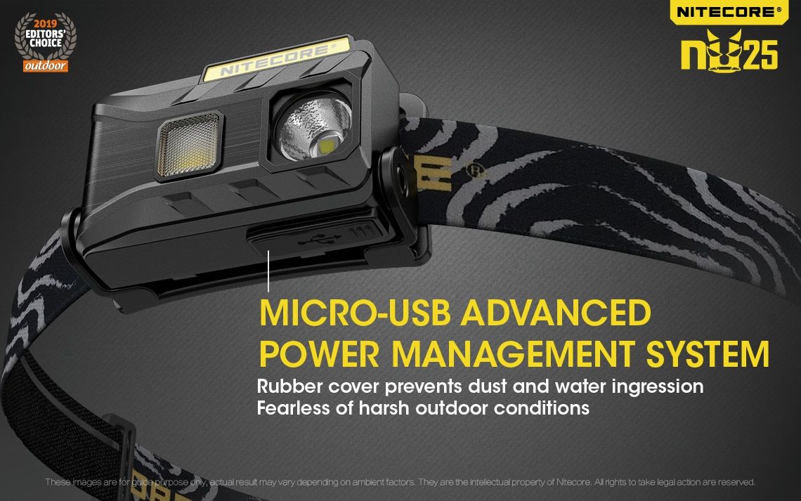 Nitecore NU25 XP-G2 S3 Lampe frontale rechargeable LED 360 lumens Accessoire léger pour l'aventure Éclairage extérieur