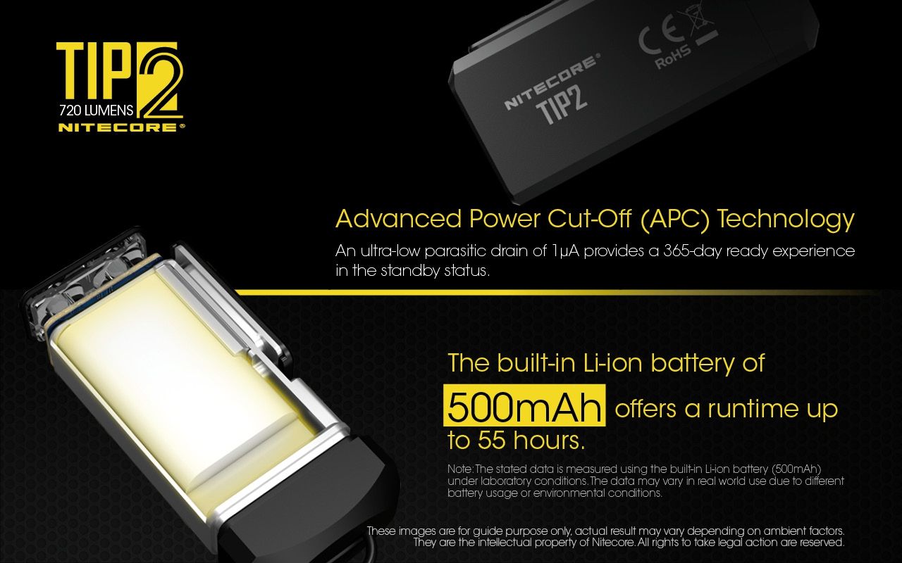 Lampe de poche porte-clés NITECORE TIP2 720 lumens, lumière LED rechargeable USB pour équipement de camping ou usage quotidien
