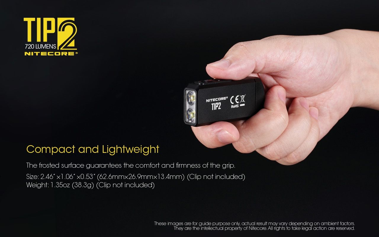 Lampe de poche porte-clés NITECORE TIP2 720 lumens, lumière LED rechargeable USB pour équipement de camping ou usage quotidien