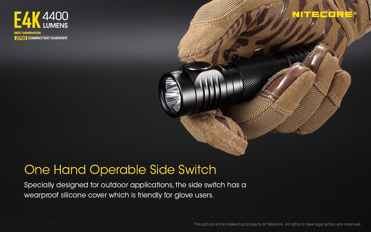 Nitecore E4K 4400 Lumens Lampe de poche EDC compacte, portable et durable avec système optique avancé