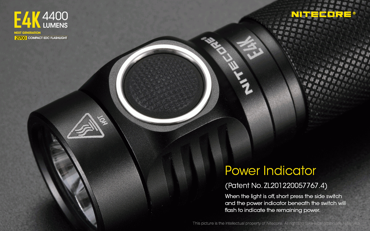 Nitecore E4K 4400 Lumens Lampe de poche EDC compacte, portable et durable avec système optique avancé