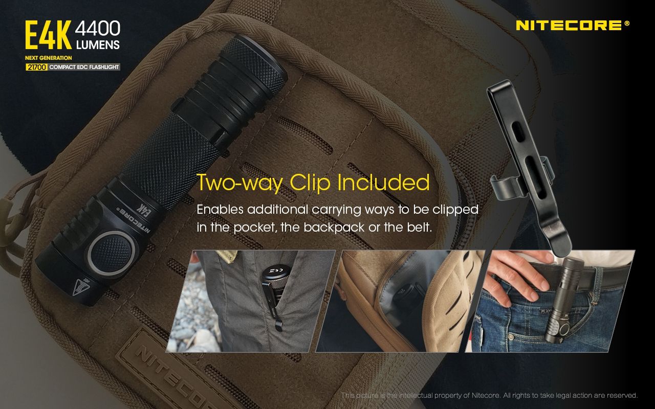 Nitecore E4K 4400 Lumens Lampe de poche EDC compacte, portable et durable avec système optique avancé