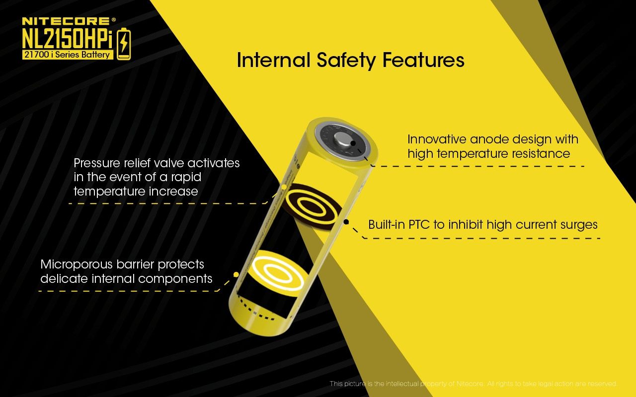 NITECORE NL2150HPi 5000mAh 21700 Batterie rechargeable Li-ion Haute Performance pour lampe de poche et vape